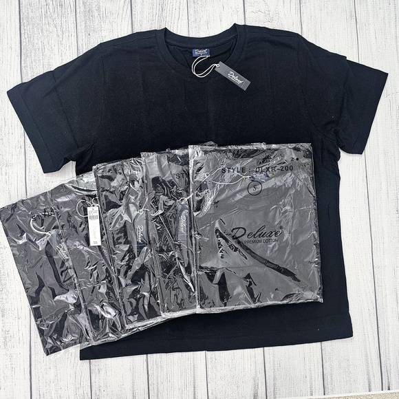 6 Pack Small Black Deluxe Cotton T-Shirt - Picture 1 of 10
